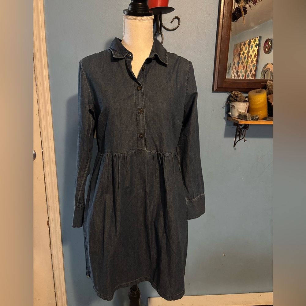 Nine West, Long Sleeve, Chambray Dress